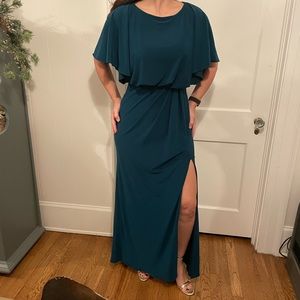 BHLDN SZ 8 Dark Teal Lena gown w/heavy quality construction EUC